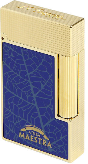 S.T. Dupont Linea Maestra Blue Yellow Gold Lighter Flame in Brown Color