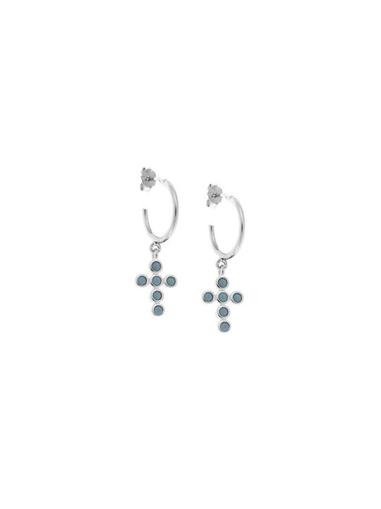 Senza Earrings Hoops made of Silver with Stones