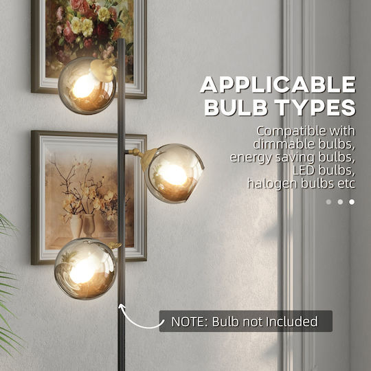 HomCom Stehleuchte H162xB36cm. Schwarz