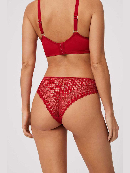 Ysabel Mora Women's Brazil with Lace Red