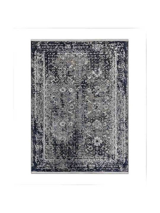 Rug Fireplace Rectangular Grey Blue