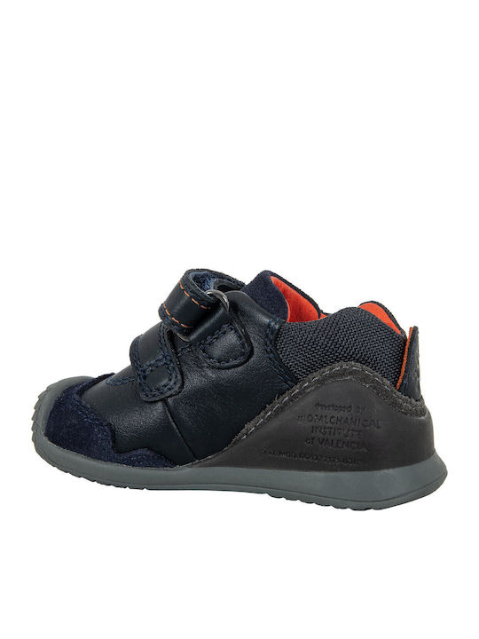 Anatomical Suede Kids Boots with Velcro Navy Blue