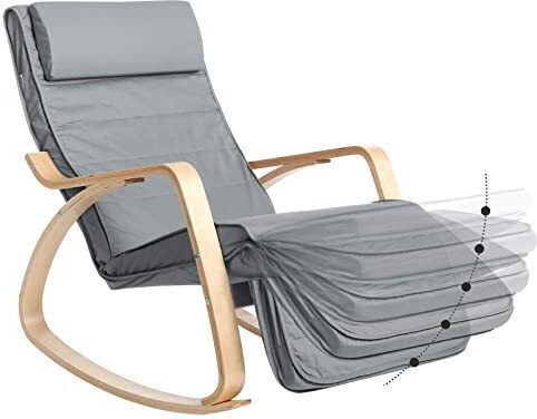 Schaukelstuhl mit Fußhocker Light Grey 67x91x125cm