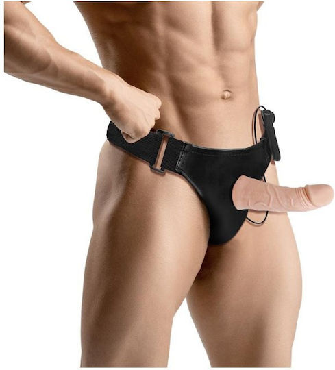 Control Harnașament cu Dildo 15cm și Vibrație în Culoare Flesh
