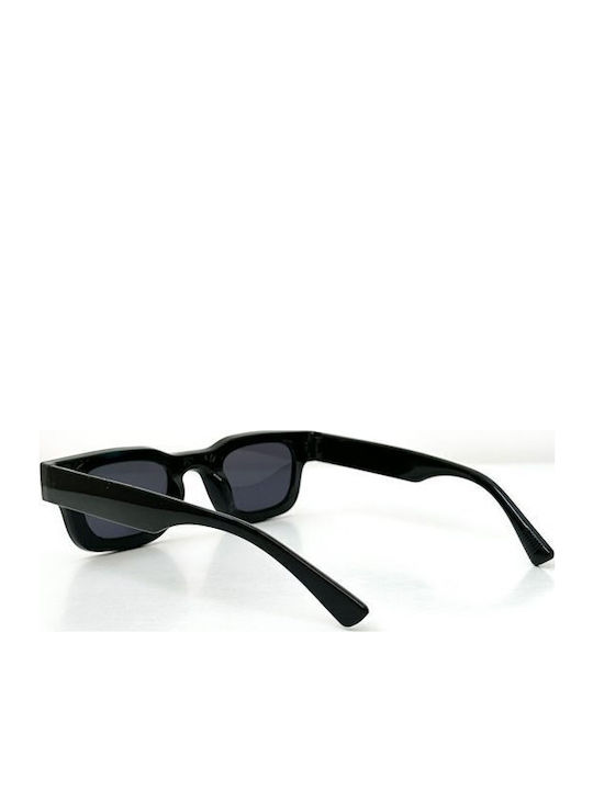 Looks Style Eyewear Unisex Γυαλιά Ηλίου με Μαύρο Κοκκάλινο Σκελετό και Μαύρο Φακό 74aex-88932