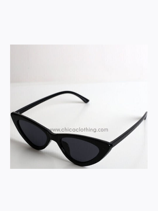 Looks Style Eyewear Γυναικεία Γυαλιά Ηλίου με Μαύρο Κοκκάλινο Σκελετό και Μαύρο Φακό 42BAX-01150