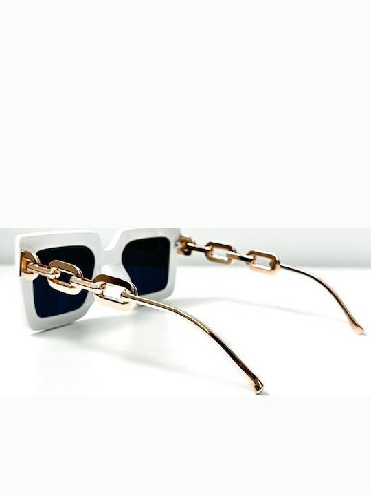 Looks Style Eyewear Unisex Γυαλιά Ηλίου με Λευκό Κοκκάλινο Σκελετό και Χρυσό Φακό 74CAE-03207