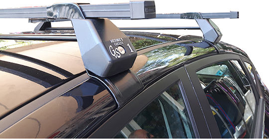 Hermes Steel Car Roof Bars for Ford Fiesta 2008>2017 Set with Roof Rack Legs Black