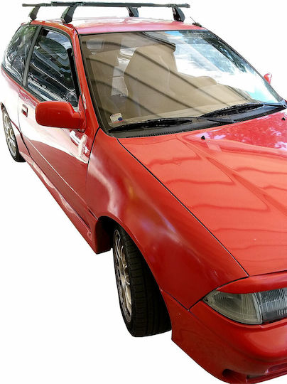 Hermes Steel Car Roof Bars for Suzuki Swift 3D Set with Roof Rack Legs Black