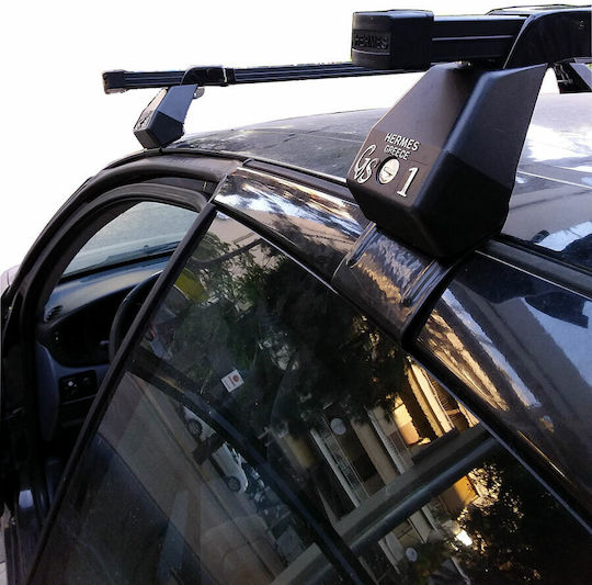 Hermes Steel Car Roof Bars for Nissan Almera 3D Set with Roof Rack Legs Black