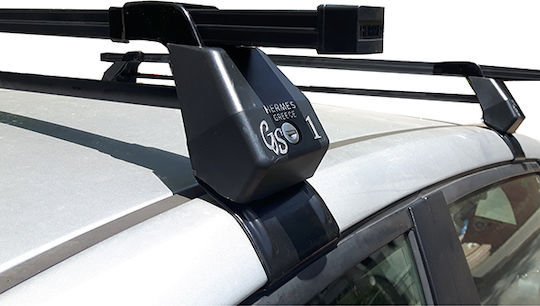 Hermes Steel Car Roof Bars for Ford Fiesta 2002-2008 Set with Roof Rack Legs Black