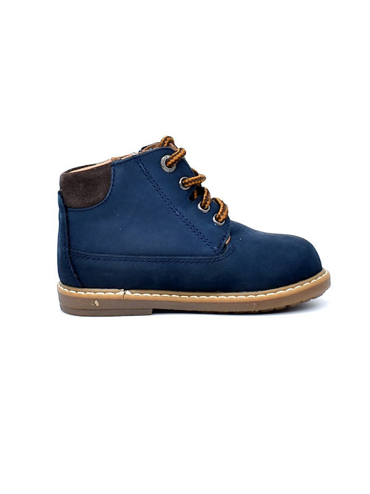 Mayoral Kids Leather Boots with Zipper Navy Blue