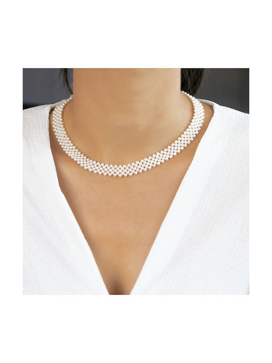 Margaritari Necklace from White Gold 18k with Pearls