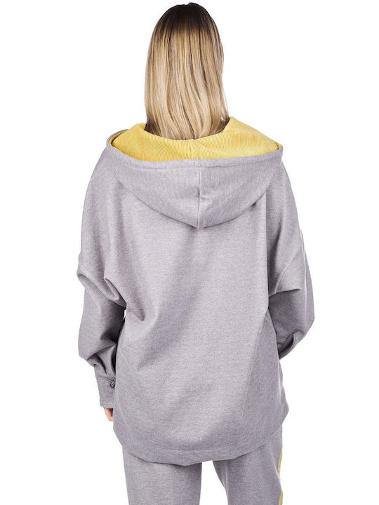 Moutaki Damen Bluse Langärmelig mit Kapuze Gray