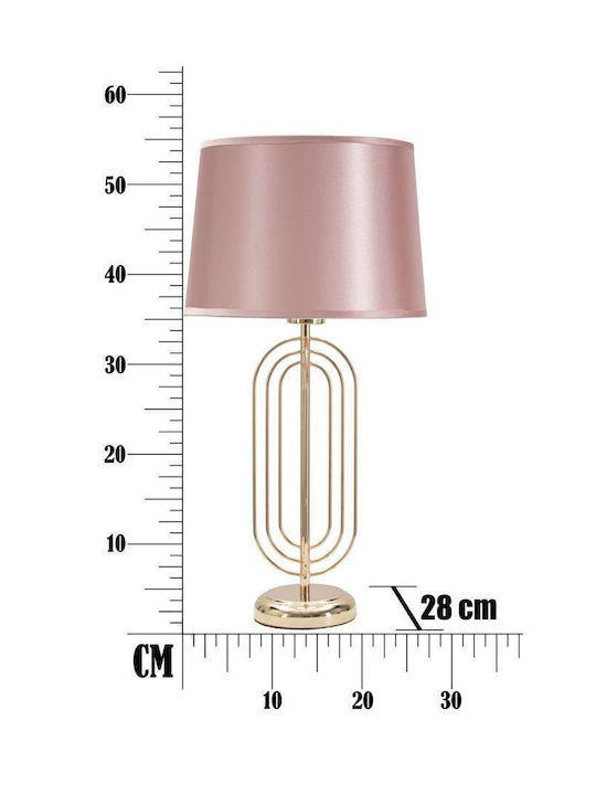 Mauro F Metal Table Lamp with Pink Shade and Gold Base