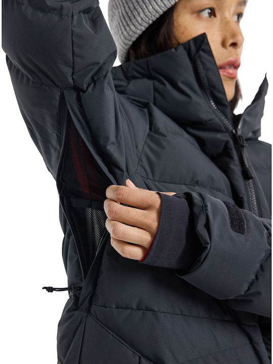 Lang Damen Puffer Jacke für Winter Schwarz