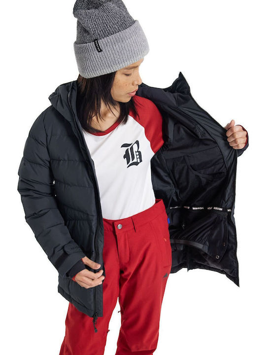 Lang Damen Puffer Jacke für Winter Schwarz