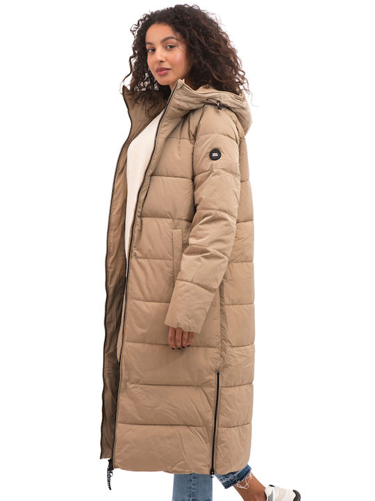 Pepe Jeans Lang Damen Puffer Jacke für Winter Beige