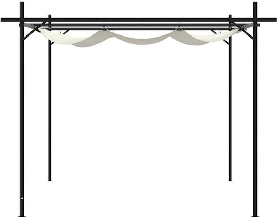 Pergolă De Grădină Din Metal Cu Tavan În Culoare Bej 395x292x230cm
