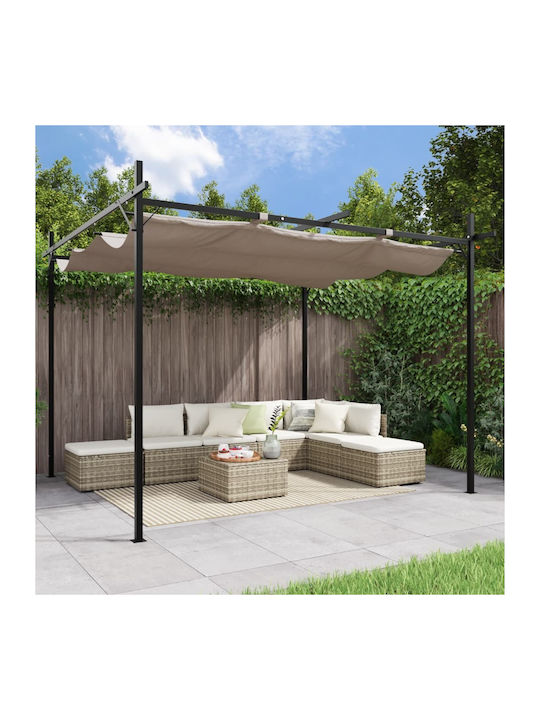 Gartenlaube aus Metall mit Decke in Brauner Farbe 295x292x230cm