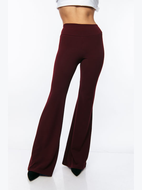 Ecstasy Women's Fabric Trousers Flared Bordeaux