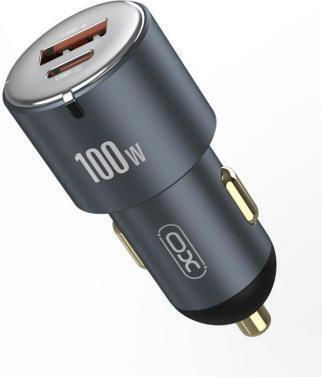 XO Car Charger Black Cc47 Total Intensity 5A Fast Charging with Ports: 1xUSB 1xType-C with Cable Type-C