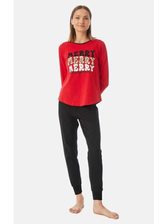 Minerva Winter Women's Pyjama Top Red X-mas