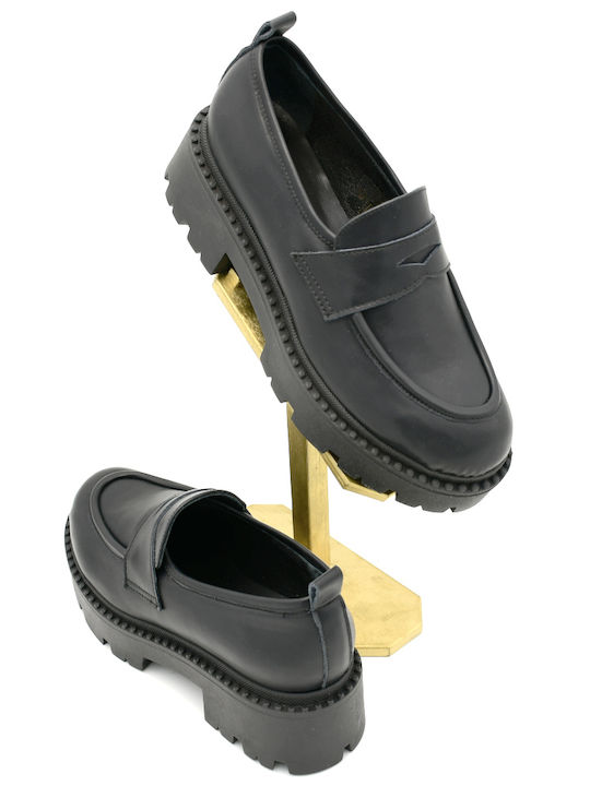 Leather Women's Loafers in Black Color