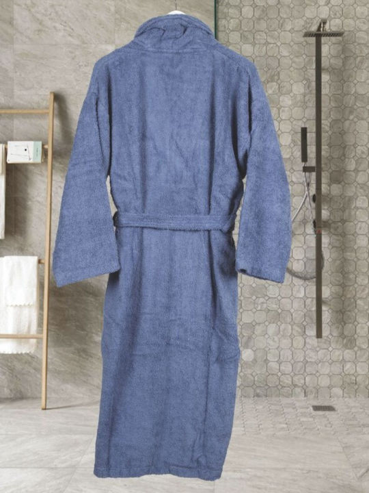 Kipper Collar Bathrobe Blue