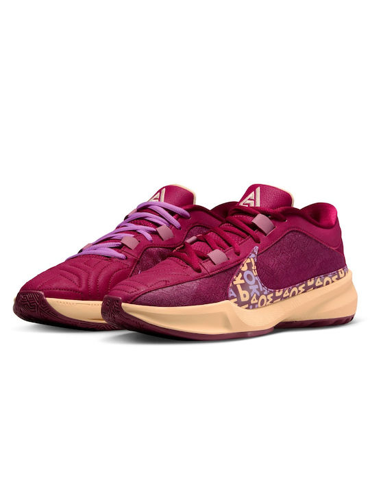 Nike Giannis Freak 5 cu talpă joasă Pantofi de baschet Noble Red / Desert Berry / Guava Ice / Ice Peach