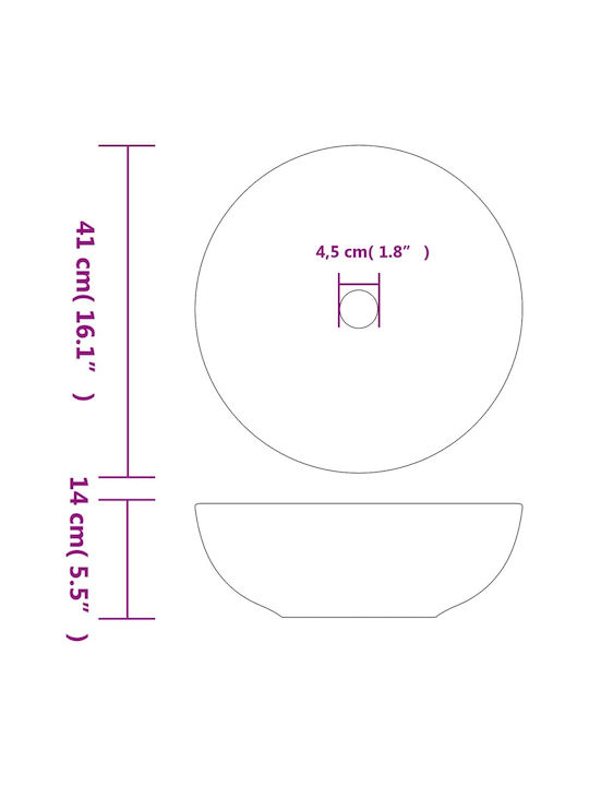 vidaXL Επικαθήμενος Νιπτήρας Κεραμικός 41x41cm Πολύχρωμος