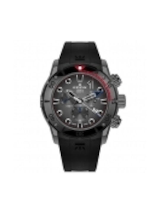 Edox Watch Chronograph Battery with Black Rubber Strap