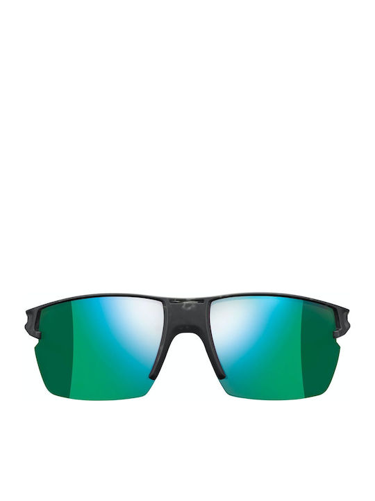 Julbo Unisex Sunglasses with Black Plastic Frame and Green Mirror Lens J5191120