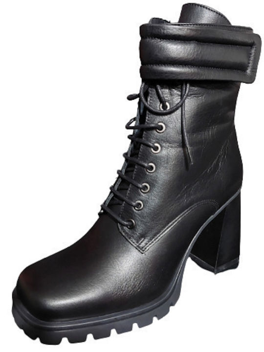 Leder Stiefeletten Damen Schwarz