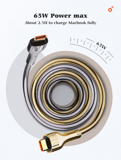 Ldnio USB 2.0 Cable USB-C male - USB-C 65W PD Γκρι 1m LC651