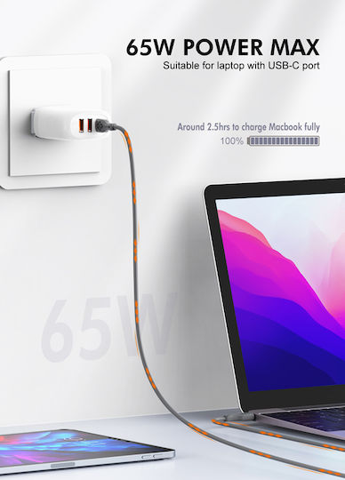 Ldnio USB 2.0 Cable USB-C male - USB-C 65W PD Λευκό 2m LC812
