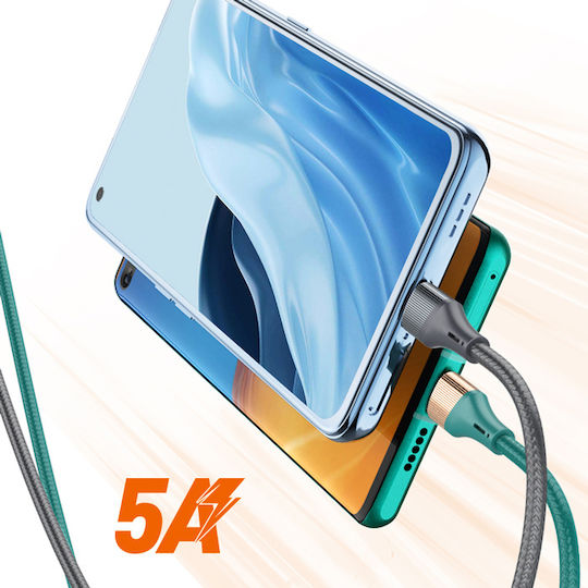 Ldnio LC631 Braided USB 2.0 Cable USB-C male - USB-C 65W PD Πράσινο 1m