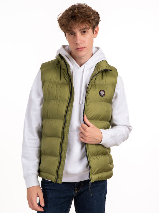 Vcode Ärmellos Herren Jacke Puffer Winddicht Πράσινο.