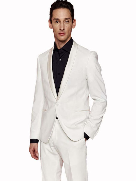 Ανδρικό Κοστούμι Με Γιλέκο Off White