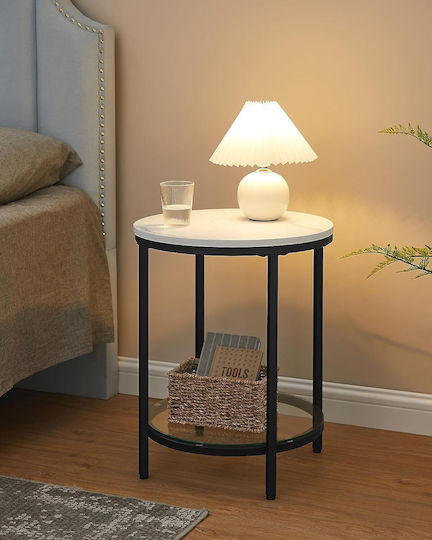 Round Black Glass Side Coffee Table W45xL45xH55cm