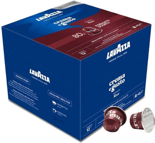 Lavazza Kapseln Espresso Crema&Gusto Ricco Kompatibel mit Maschine Nespresso 80Mützen
