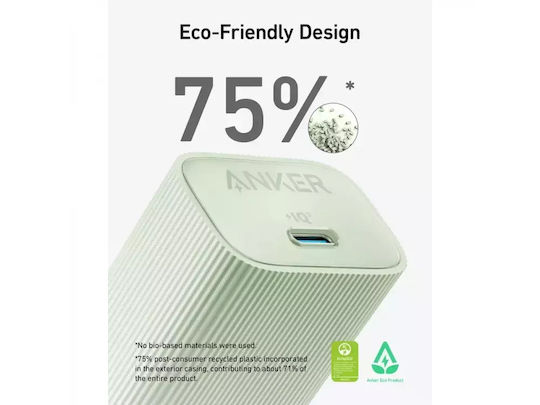 Anker Φορτιστής Χωρίς Καλώδιο GaN με Θύρα USB-C 30W Power Delivery Λευκός (Nano 4)