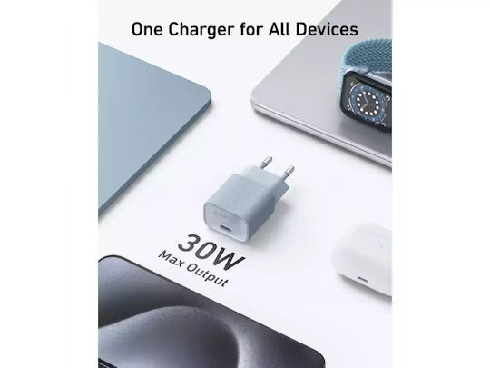 Anker Φορτιστής Χωρίς Καλώδιο GaN με Θύρα USB-C 30W Power Delivery Λευκός (Nano 4)