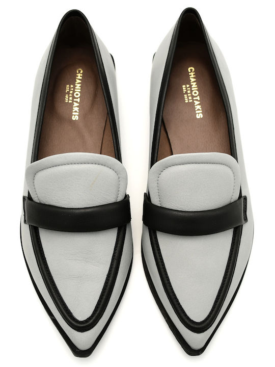 Δερμάτινα Γυναικεία Loafers σε Γκρι Χρώμα