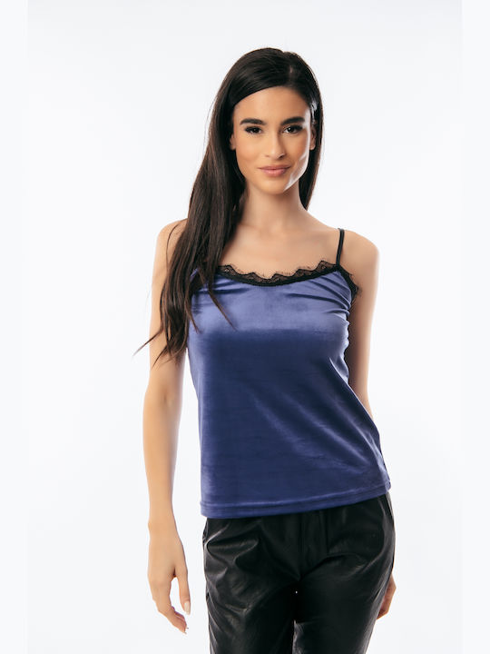 Boutique pentru Femei Bluză din Catifea cu Dantelă Purple