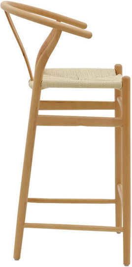 Wooden Garden Stool for Bar Outdoor Wishbone Natural 53x54x107cm