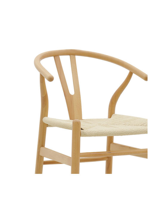 Wooden Garden Stool for Bar Outdoor Wishbone Natural 53x54x107cm