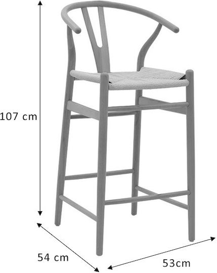 Wooden Garden Stool for Bar Outdoor Wishbone Natural 53x54x107cm