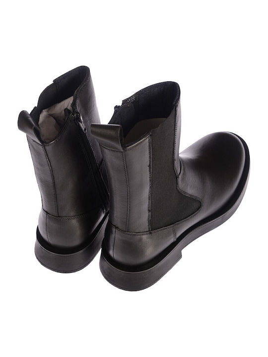 Leder Damen Chelsea Stiefeletten Schwarz