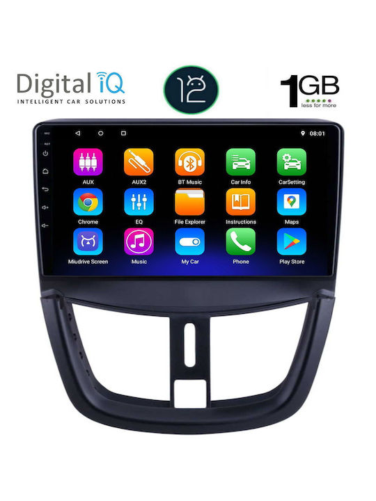 Digital IQ Ηχοσύστημα Αυτοκινήτου για Peugeot 207 Audi A7 2007> (Bluetooth/USB/WiFi/GPS) με Οθόνη Αφής 9"